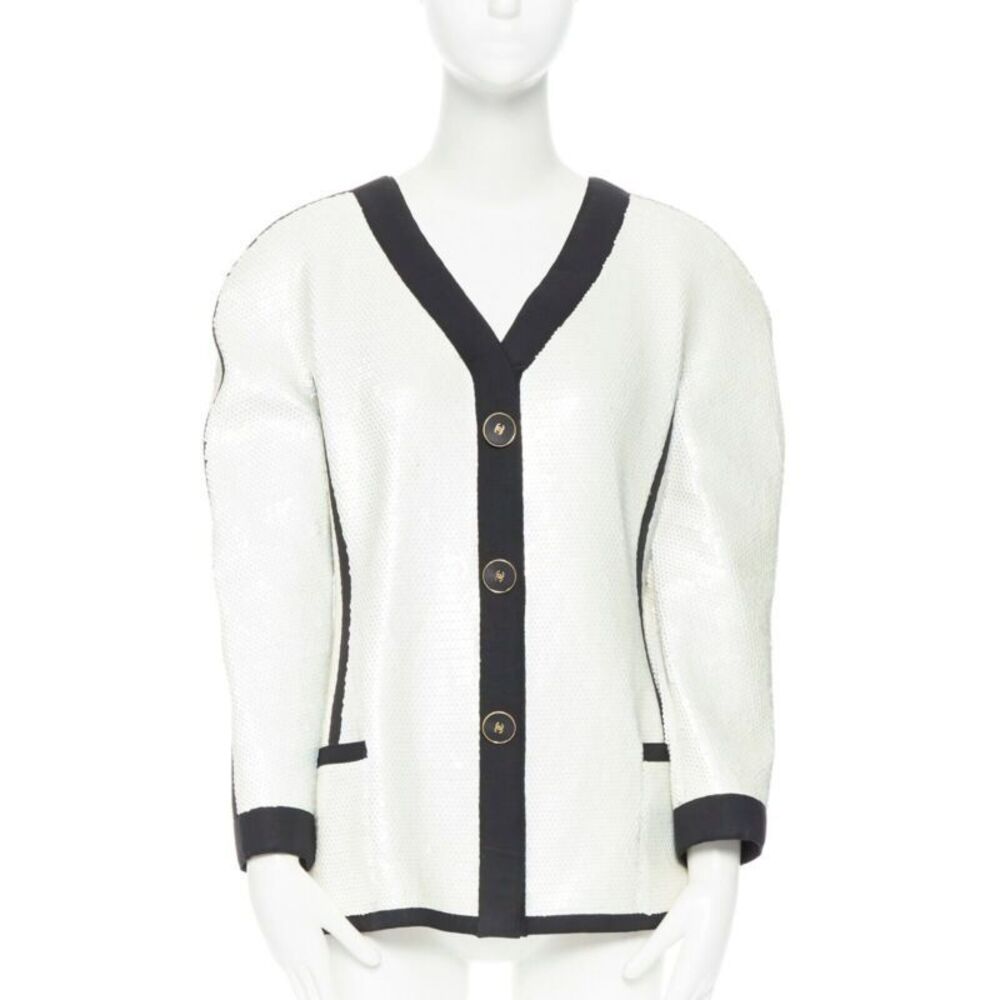 Chanel White Sequin Scuba Jacket